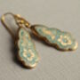 Turquoise Victorian Pansy Floral Drop Earrings, thumbnail 4 of 9
