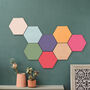 Plain Wood And Colourful Hexagon Tile Wall Art, thumbnail 1 of 6