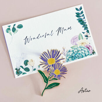 Enamelled Birth Flower Brooch In A Gift Box, 9 of 12