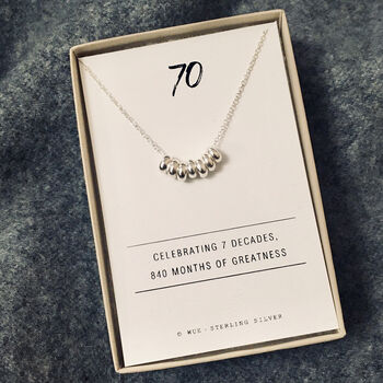 70th Birthday Gift Silver Rings Necklace, 2 of 6