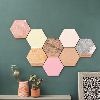 Personalised Metallic Map Hexagon Wall Art, 4 of 11
